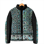 New Zealand Maori Niho Taniwha Padded Jacket Papua Shell - Mangopare Puhoro Pattern