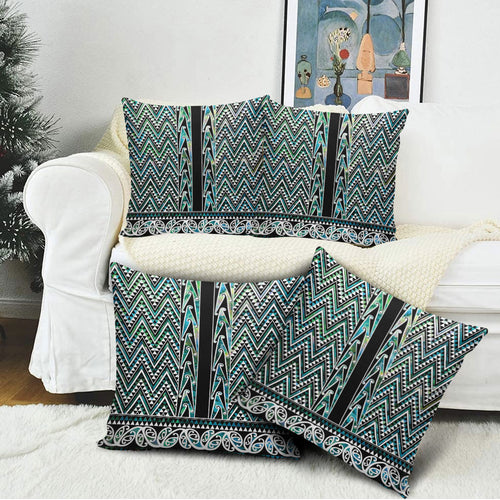 New Zealand Maori Niho Taniwha Pillow Cover Papua Shell - Mangopare Puhoro Pattern