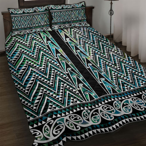 New Zealand Maori Niho Taniwha Quilt Bed Set Papua Shell - Mangopare Puhoro Pattern
