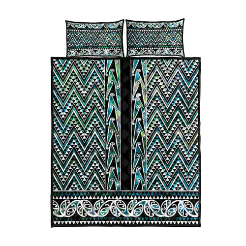 New Zealand Maori Niho Taniwha Quilt Bed Set Papua Shell - Mangopare Puhoro Pattern