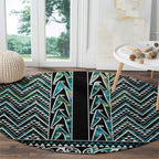 New Zealand Maori Niho Taniwha Round Carpet Papua Shell - Mangopare Puhoro Pattern