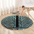 New Zealand Maori Niho Taniwha Round Carpet Papua Shell - Mangopare Puhoro Pattern