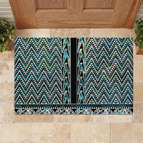 New Zealand Maori Niho Taniwha Rubber Doormat Papua Shell - Mangopare Puhoro Pattern