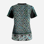 New Zealand Maori Niho Taniwha Scrub Top Papua Shell - Mangopare Puhoro Pattern