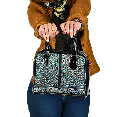 New Zealand Maori Niho Taniwha Shoulder Handbag Papua Shell - Mangopare Puhoro Pattern