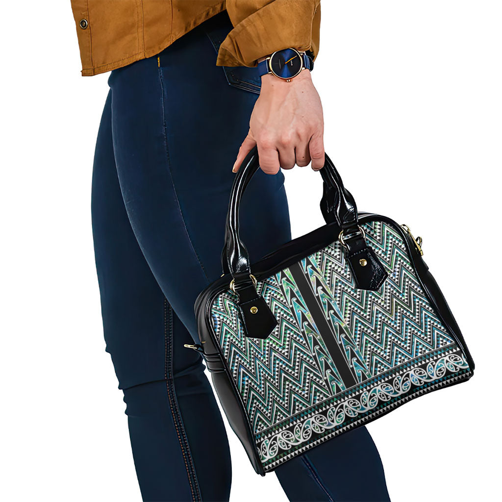 New Zealand Maori Niho Taniwha Shoulder Handbag Papua Shell - Mangopare Puhoro Pattern