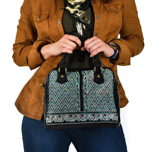 New Zealand Maori Niho Taniwha Shoulder Handbag Papua Shell - Mangopare Puhoro Pattern