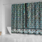 New Zealand Maori Niho Taniwha Shower Curtain Papua Shell - Mangopare Puhoro Pattern
