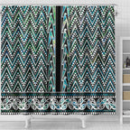New Zealand Maori Niho Taniwha Shower Curtain Papua Shell - Mangopare Puhoro Pattern