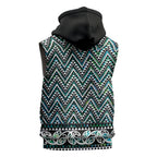 New Zealand Maori Niho Taniwha Sleeveless Hoodie Papua Shell - Mangopare Puhoro Pattern