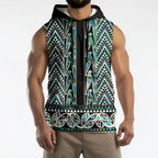 New Zealand Maori Niho Taniwha Sleeveless Hoodie Papua Shell - Mangopare Puhoro Pattern