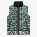 New Zealand Maori Niho Taniwha Sleeveless Puffer Jacket Papua Shell - Mangopare Puhoro Pattern