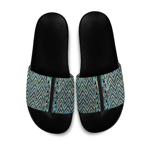 New Zealand Maori Niho Taniwha Slide Sandals Papua Shell - Mangopare Puhoro Pattern