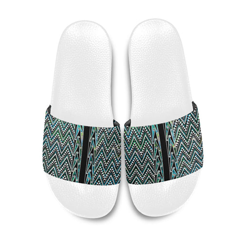 New Zealand Maori Niho Taniwha Slide Sandals Papua Shell - Mangopare Puhoro Pattern