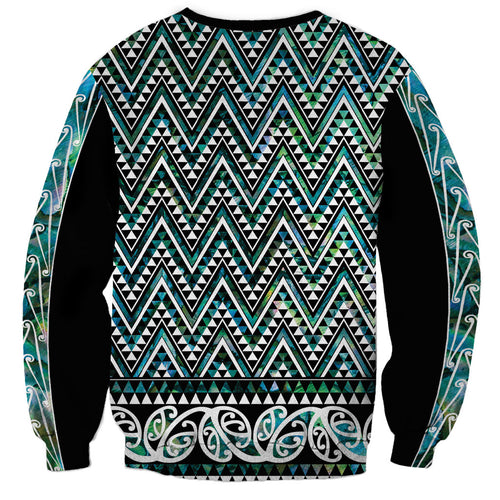 New Zealand Maori Niho Taniwha Sweatshirt Papua Shell - Mangopare Puhoro Pattern