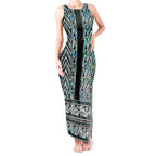 New Zealand Maori Niho Taniwha Tank Maxi Dress Papua Shell - Mangopare Puhoro Pattern