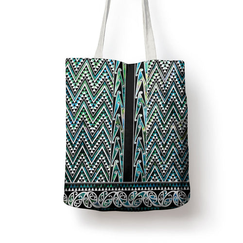 New Zealand Maori Niho Taniwha Tote Bag Papua Shell - Mangopare Puhoro Pattern