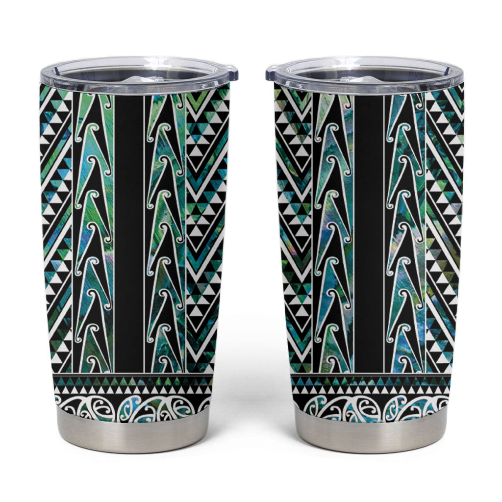 New Zealand Maori Niho Taniwha Tumbler Cup Papua Shell - Mangopare Puhoro Pattern