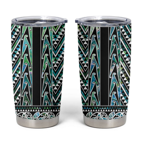 New Zealand Maori Niho Taniwha Tumbler Cup Papua Shell - Mangopare Puhoro Pattern