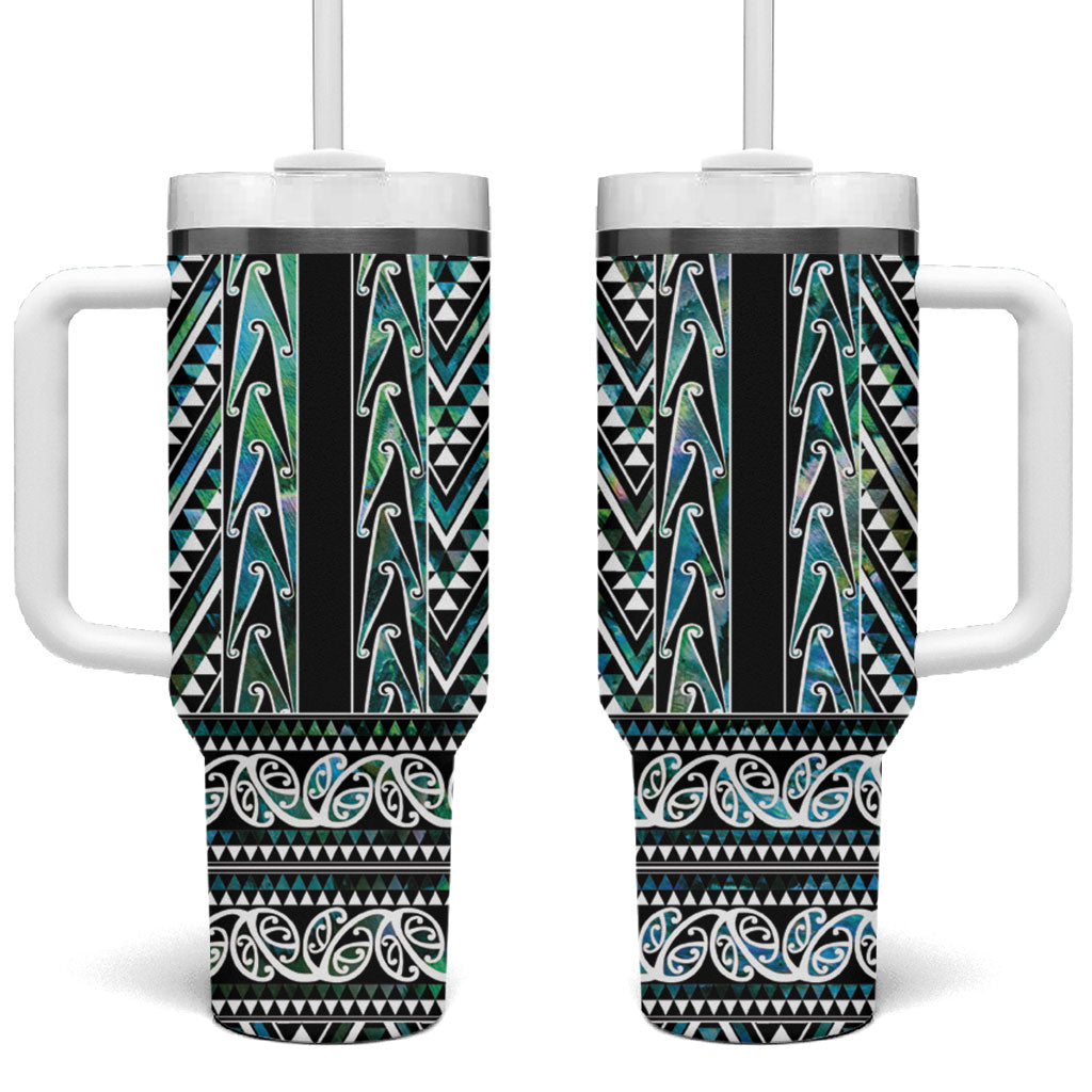 New Zealand Maori Niho Taniwha Tumbler With Handle Papua Shell - Mangopare Puhoro Pattern