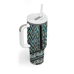 New Zealand Maori Niho Taniwha Tumbler With Handle Papua Shell - Mangopare Puhoro Pattern