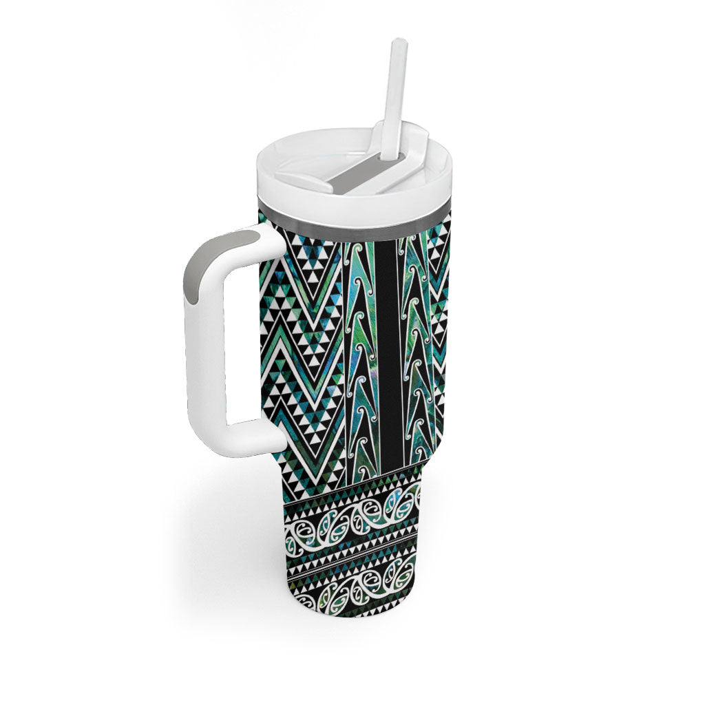 New Zealand Maori Niho Taniwha Tumbler With Handle Papua Shell - Mangopare Puhoro Pattern