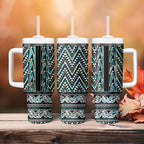 New Zealand Maori Niho Taniwha Tumbler With Handle Papua Shell - Mangopare Puhoro Pattern