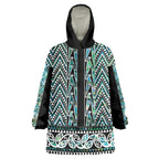 New Zealand Maori Niho Taniwha Wearable Blanket Hoodie Papua Shell - Mangopare Puhoro Pattern