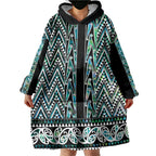 New Zealand Maori Niho Taniwha Wearable Blanket Hoodie Papua Shell - Mangopare Puhoro Pattern