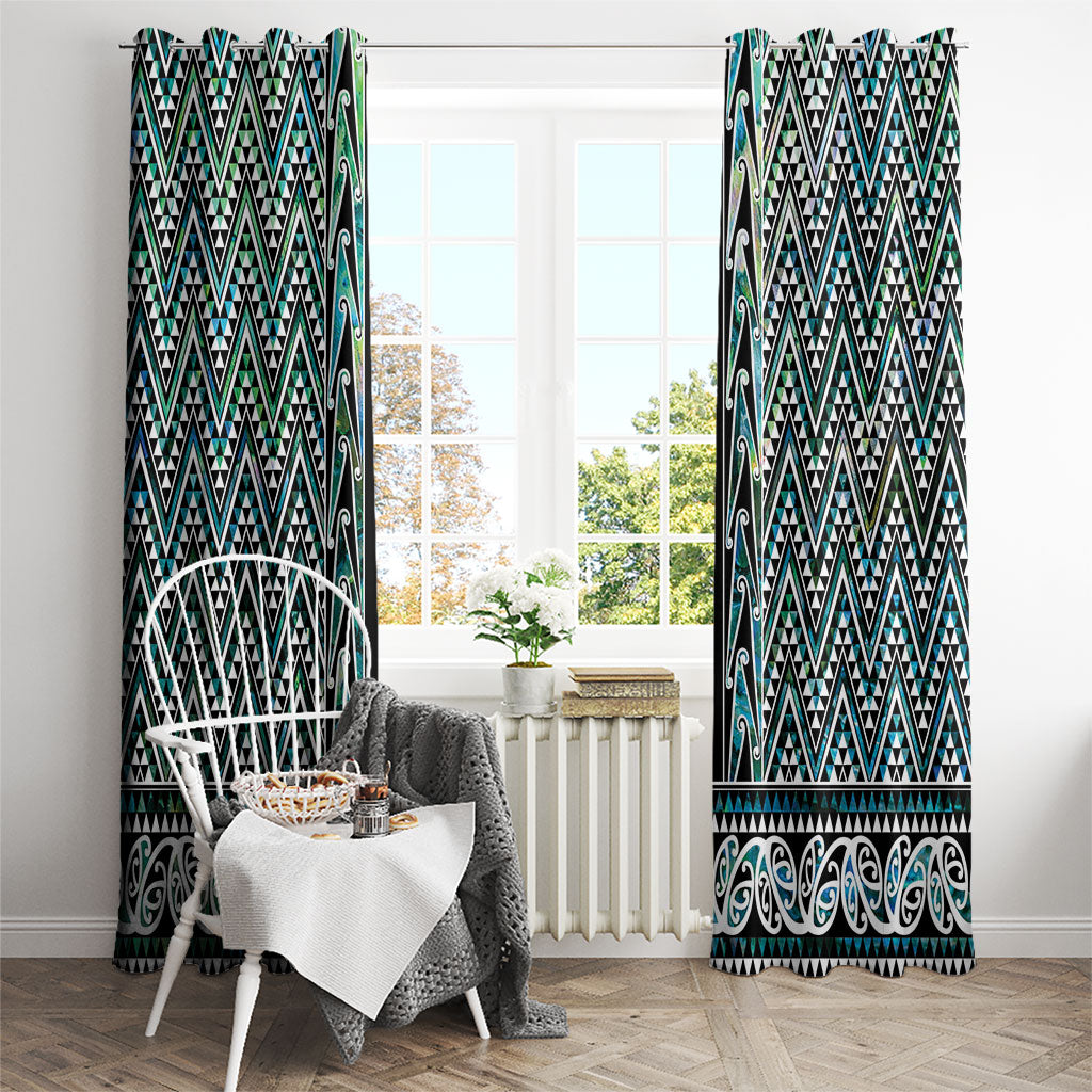 New Zealand Maori Niho Taniwha Window Curtain Papua Shell - Mangopare Puhoro Pattern