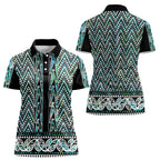 New Zealand Maori Niho Taniwha Women Polo Shirt Papua Shell - Mangopare Puhoro Pattern