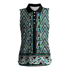 New Zealand Maori Niho Taniwha Women Sleeveless Polo Shirt Papua Shell - Mangopare Puhoro Pattern