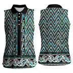 New Zealand Maori Niho Taniwha Women Sleeveless Polo Shirt Papua Shell - Mangopare Puhoro Pattern