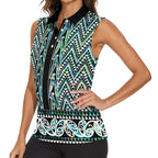 New Zealand Maori Niho Taniwha Women Sleeveless Polo Shirt Papua Shell - Mangopare Puhoro Pattern
