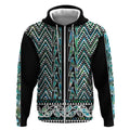 New Zealand Maori Niho Taniwha Zip Hoodie Papua Shell - Mangopare Puhoro Pattern