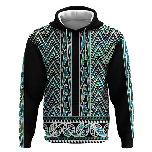 New Zealand Maori Niho Taniwha Zip Hoodie Papua Shell - Mangopare Puhoro Pattern