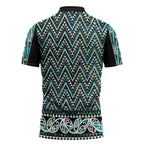New Zealand Maori Niho Taniwha Zipper Polo Shirt Papua Shell - Mangopare Puhoro Pattern