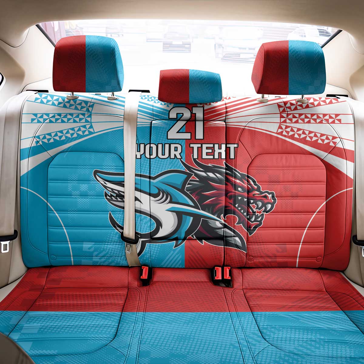 Custom Sharks-Dragons Rugby Back Car Seat Cover With Sporty Style
