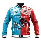 Custom Sharks-Dragons Rugby Baseball Jacket With Sporty Style