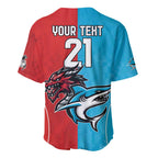Custom Sharks-Dragons Rugby Baseball Jersey With Sporty Style