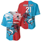 Custom Sharks-Dragons Rugby Baseball Jersey With Sporty Style
