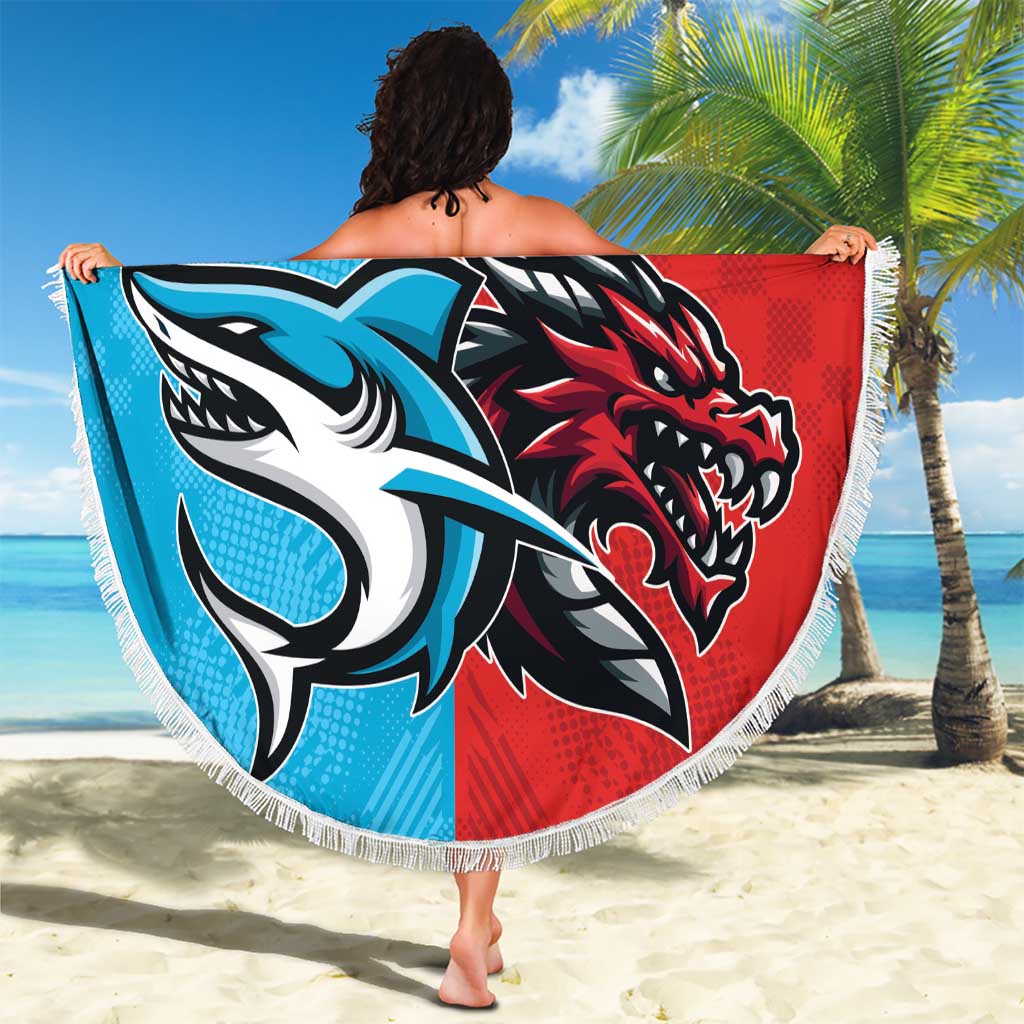 Custom Sharks-Dragons Rugby Beach Blanket With Sporty Style