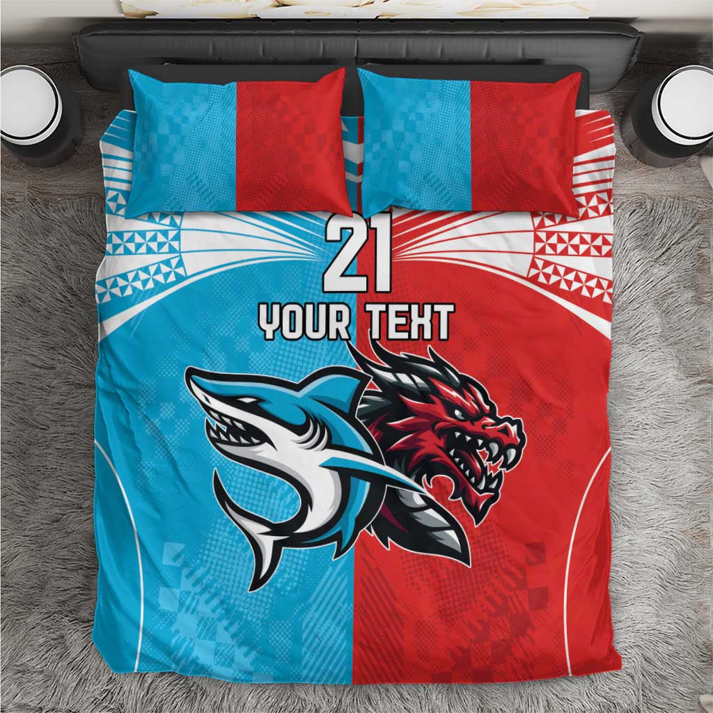 Custom Sharks-Dragons Rugby Bedding Set With Sporty Style