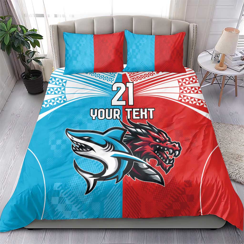 Custom Sharks-Dragons Rugby Bedding Set With Sporty Style