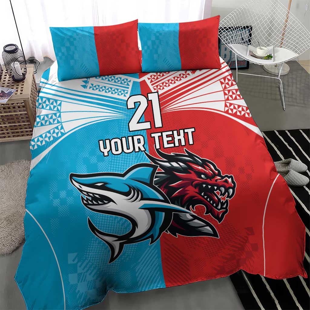 Custom Sharks-Dragons Rugby Bedding Set With Sporty Style