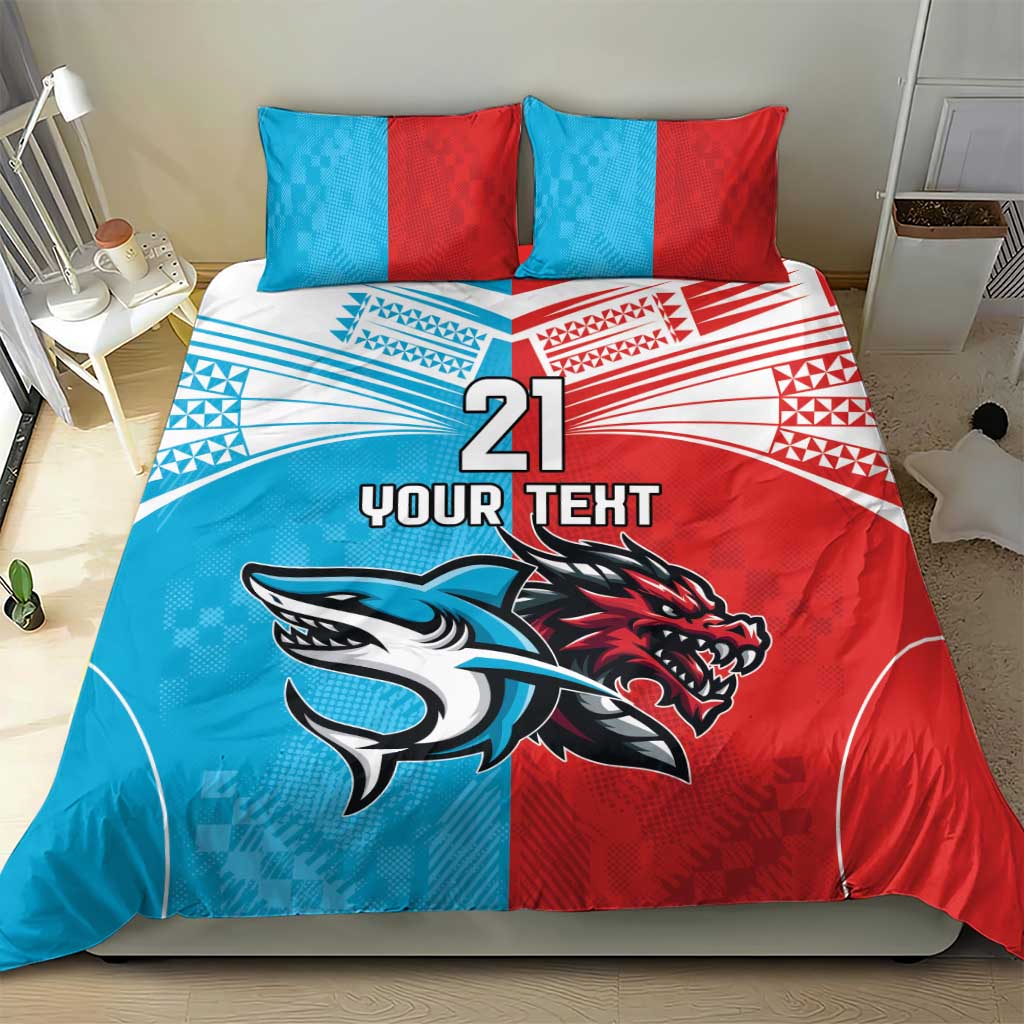 Custom Sharks-Dragons Rugby Bedding Set With Sporty Style