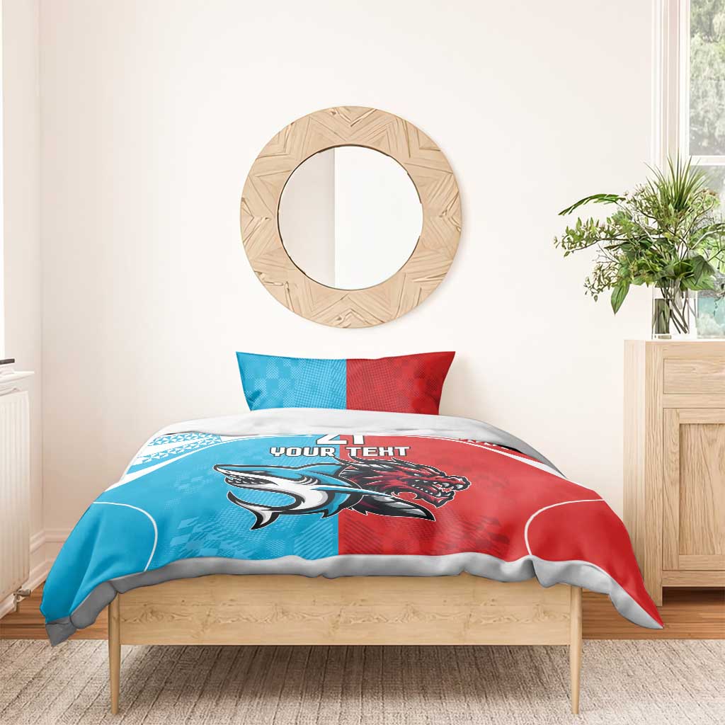 Custom Sharks-Dragons Rugby Bedding Set With Sporty Style