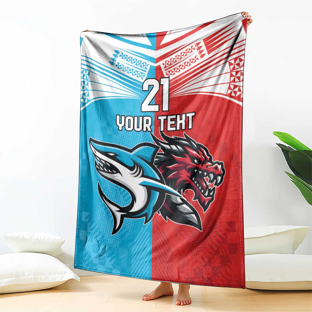 Custom Sharks-Dragons Rugby Blanket With Sporty Style