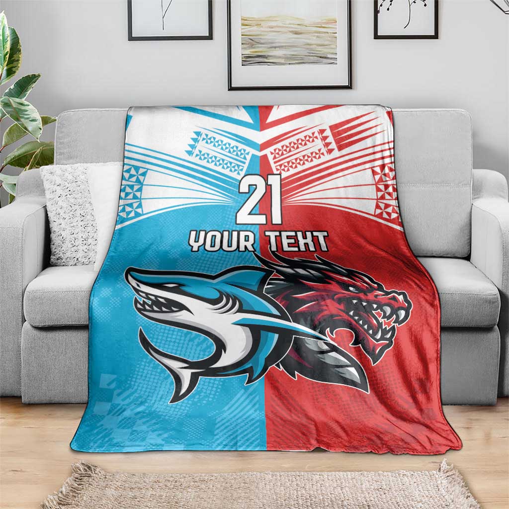 Custom Sharks-Dragons Rugby Blanket With Sporty Style