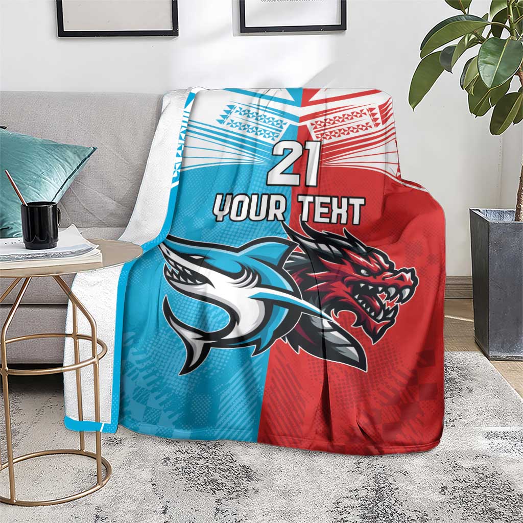 Custom Sharks-Dragons Rugby Blanket With Sporty Style